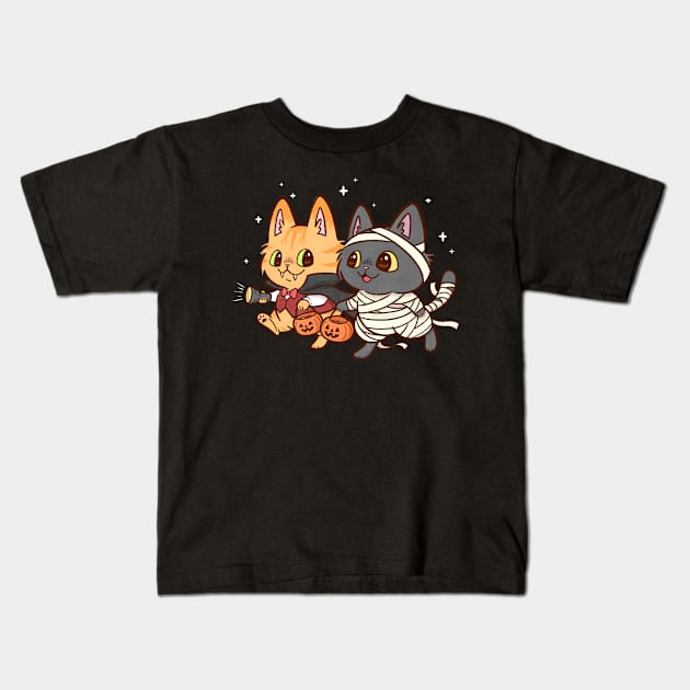 Trick or Treat Cats Kids T-Shirt by iamlunasol